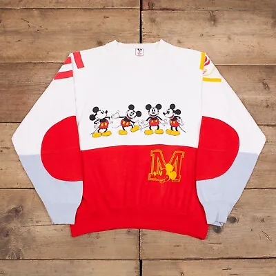 £16.80 • Buy Vintage 90s Disney Sweatshirt XL White Red Mickey Mouse Graphic R20395