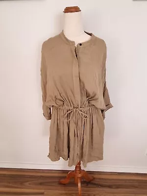 $130 • Buy Camilla & Marc Size 8 Dress Fairfax Shirt Dress Camel Bat Wing Short Sleeve C&M