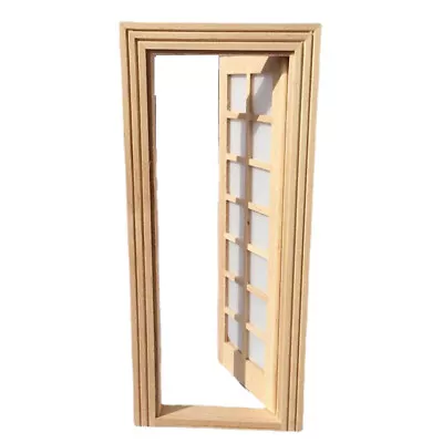 Dollhouse 1:12 Scale Miniature French Glass Wood Front Door Material Accessories • $8.80