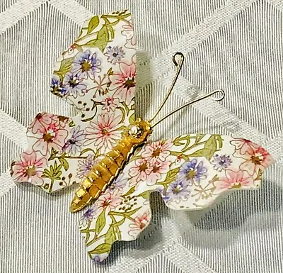 Vintage Multi - Color Enamel Butterfly Brooch Pin • $7.99