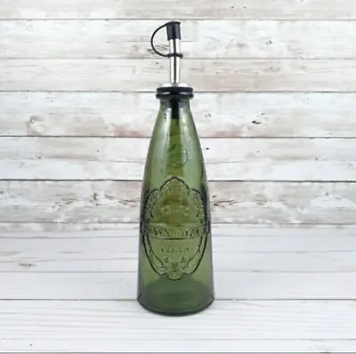 Eco Green Glass Bottle With Spout Olive Oil Vintage Look • $15.29