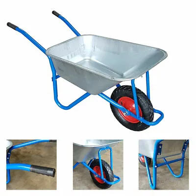 Wheelbarrow Metal Heavy Duty 100L Barrow Garden Builders Pneumatic Tyre MND • £58.90