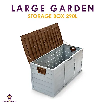 Large Plastic Garden Storage Box Outdoor Waterproof Deck Container Chest Shed • £59.95