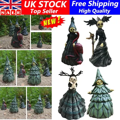 Halloween Witch Figurine Statue Resin Creepy Witch Sculptures Garden Decoration⭐ • £10.99