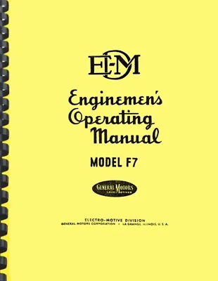 $19.95 • Buy EMD General Motors F7 Locomotive Enginemen's Operating Manual