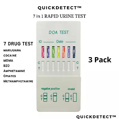 Drug Test Kit 3 PACK - 7 Drug Urin Test For THC BZO MDMA COC MET OPI AMP • $21.50