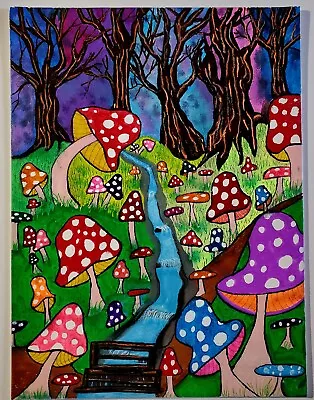 9  X 12  Original Painting Mushroom Ridge • $23.50