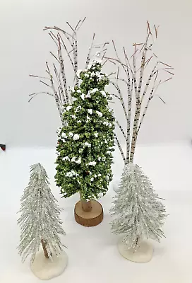 Lot Of Mixed Miniature Winter Christmas Trees For Village Birch Pine Holly Berry • $24.95