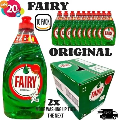 10x Fairy Original Washing Up Liquid Kitchen Dish Clean Detergent Long Last320ml • £19.99