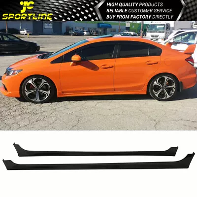 Fits 12-15 Honda Civic 9th 4Dr Mugen RR Style Side Skirts Extension Pair - ABS • $114.98