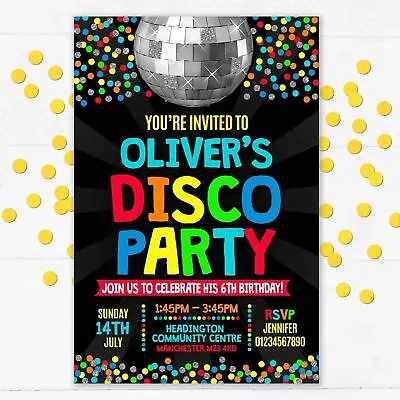 Personalised Disco Party Invitations Birthday Invites Dance Party Pack Of 10 • £5.95