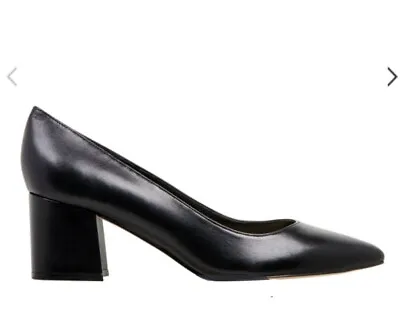 Nine West Size 8 Shoes Black Leather Heels Pumps Block Heel Tves RRP $199 • $81