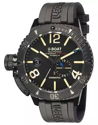 U-Boat Sommerso Automatic Black DLC Steel Rubber Date Divers Mens Watch 9015 • $1639