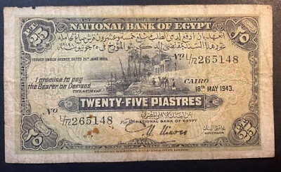 $9.90 • Buy Egypt… 25 Piastres Circulated  1943 Plus 10 Piastres