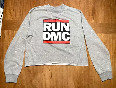RUN DMC Women's Gray Crop Top Jersey Feel Vintage Look Size Small • $14