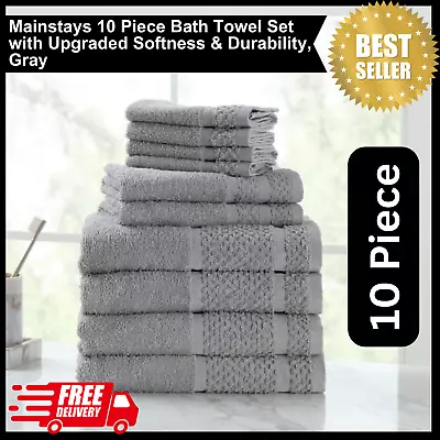 Mainstays 10 Piece Bath Towel Set With Upgraded Softness & Durability Gray • $11.48