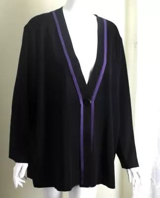 Exclusively Misook Sz 3X Black W/ Purple Acrylic Knit One-Button Blazer Jacket • $198