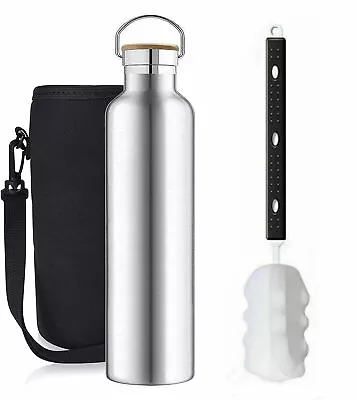 Water Bottle Stainless Steel Double Wall Cycling Vacuum Insulated Drink Cup 1L • $23.91