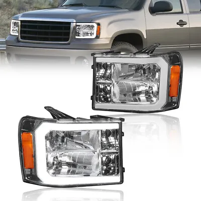 LH+RH LED DRL Headlights Front Lamps For 2007-2014 GMC Sierra 1500 2500 3500HD • $164.99
