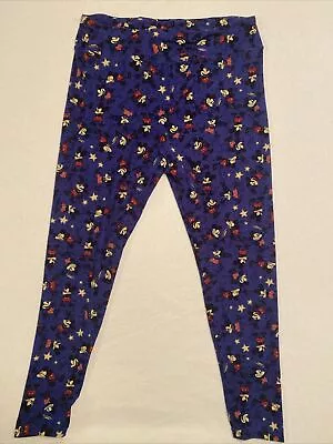 Lularoe TC2 Disney Mickey Mouse Fighting Smiling Seeing Stars Blue Leggings • $14.99