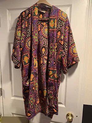 Vintage Flower Chi1d 1960 Rabhor Robe OSFA Lounge Smoking Jacket Hippie Flower • $80.70