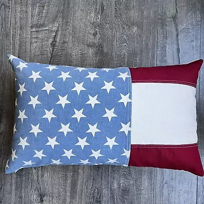 POTTERY BARN Americana Stars/Stripes Lumbar Pillow Cover 16x26” With Down Insert • $60