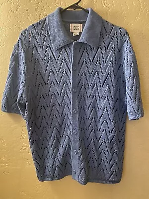 BDG Urban Outfitters Men’s Crochet Button-Down In Blue Size Medium • $40