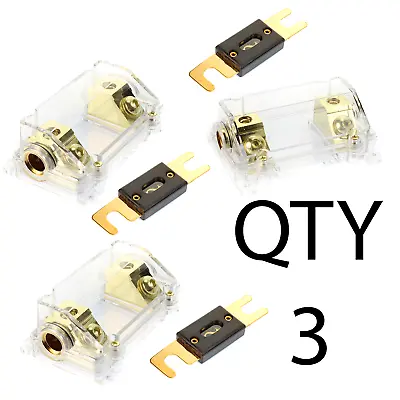 (3 Pack) ANL Fuse - Gold Holder Voodoo 2/0 Or 1/0 0 Gauge W/ 45 Deg Angled • $31.99