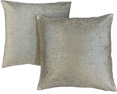 Set Of 2 Silver Glitter Sparkles Velvet Reversible 20  Cushion Covers £9.99 • £9.99