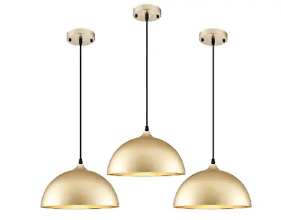 3pck Industrial Pendant Light Dome Pendant Light Fixtures Farmhouse Hanging Gold • $107.79