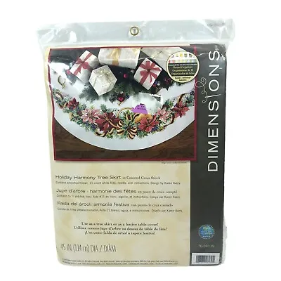 NEW Dimensions Holiday Harmony Tree Skirt Counted Cross Stitch Kit 45  Round • $49.95