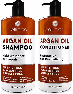 Moroccan Argan Oil Shampoo And Conditioner Set Sulfate Free - Deep Nourishing - • $29.33