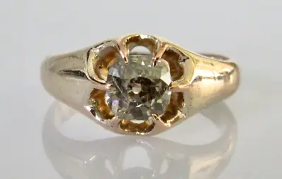 £350 • Buy Gold Diamond Ring - Victorian 9ct Rose Gold Diamond Solitaire Ring Size Q 1/2