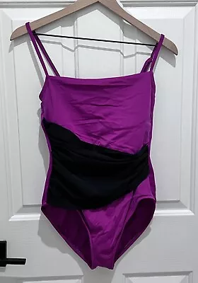 Magicsuit Miraclesuit Fuchsia Black One Piece Ruched Swimsuit 12 See Photos • $24.99