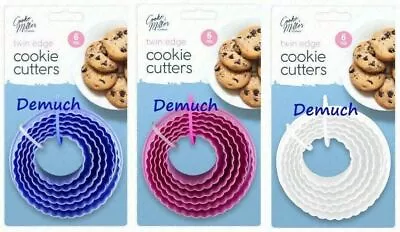 New 6 Pack TWIN EDGE COOKIE CUTTERS Pastry Biscuit Scone Round Crinkle Edge UK✔  • £5.95