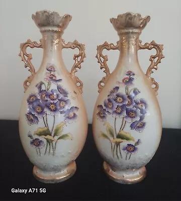 Vintage Victoria Austria Carlsbad Porcelain Pair Of Bud Vases. 1 Owner! • $55
