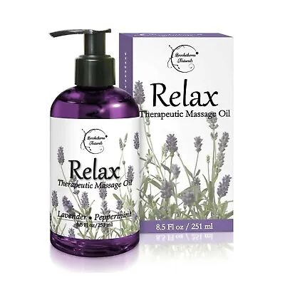 Relax Therapeutic Massage Oil – Lavender & Peppermint Essential Oils - 8oz • $16.99