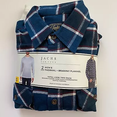 Jachs Men Small Flannel Shirt Set Brawny Waffle Thermal Button Long Sleeve New • $18
