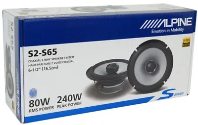 NEW Alpine S2-S65 480W Peak (160W RMS) 6.5  S-Series 2-way Coaxial Car Speakers • $129.99