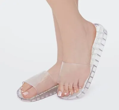 Clear Transparent 90s Retro Summer Beach Jelly Slide Sandals Flip Flop WOMEN'S 7 • $12.85