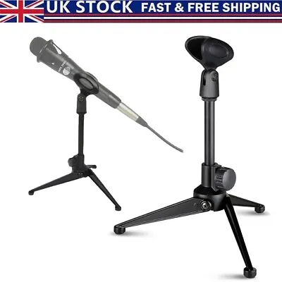 Universal Adjustable Desk Microphone Stand Portable Foldable Tripod MIC Stand UK • £5.54