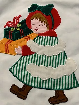 Vintage Christmas Stocking Patchwork Designs Philippines Little Girl Green Red • $20