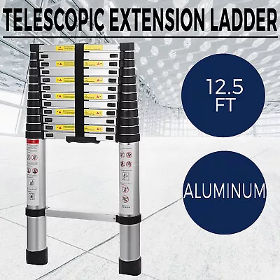 Heavy Duty 12.5FT Folding Multi Purpose Telescopic Extension Ladder Aluminum • $81.80