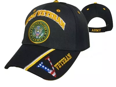 U.S. MILITARY VETERAN ARMY OFFICIALLY LICENSED BLACK Baseball Cap Hat  • $12.88