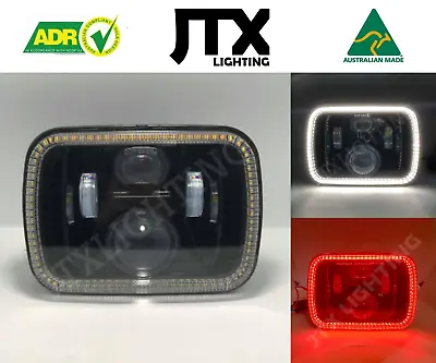 1 Pair Black LED JTX Headlights 5x7  White And Red Halo Suits F250 • $569.25