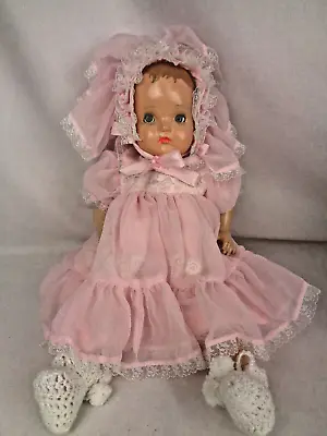 Vintage Horsman 18  Composition Baby Dolls Sleepy Eyes Cryer- Pink Chiffon Dress • $18.99