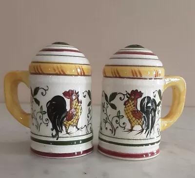 Vtg Ucagco PY Rooster & Roses Salt & Pepper Shakers • $19.50