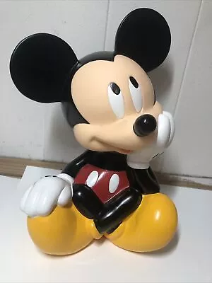 Walt Disney Vintage Mickey Mouse 8.5  Plastic Piggy Bank By Applause • $10