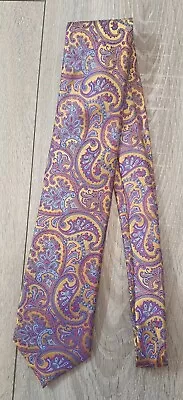 Men's M&S Gold Pink & Blue Paisley Patterned Silk Tie • £8.99