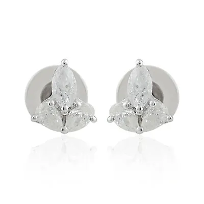 10k White Solid Gold SI Clarity H Color Marquise Diamond Stud Earrings 0.31 Ct. • $331.20
